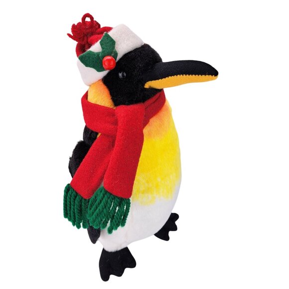 Vintage Christmas Penguin King Plush Toy Scarf Santa Hat Holly 14" Sterling Inc. - Picture 6 of 9